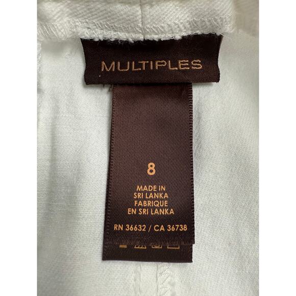 Multiples Womens‎ White Pants Tie Belt Size 8 - Picture 8 of 9